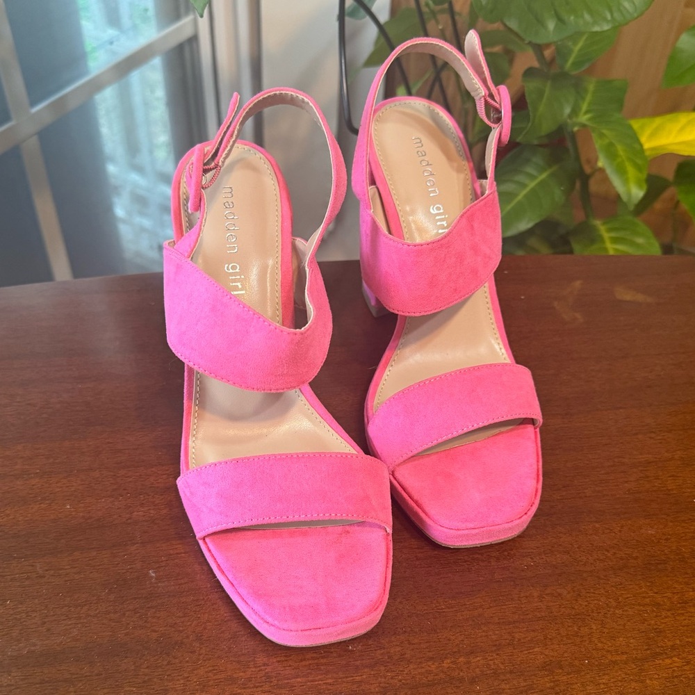 Madden Girl Pink Open-Toed Block-Heeled "Mine" Dr… - image 1